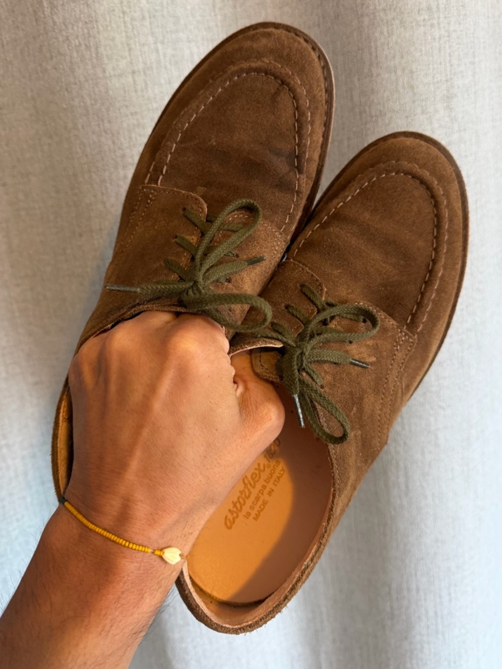 Men’s ASTORFLEX Suede Lace-Up moc-toe derby shoes / size 12